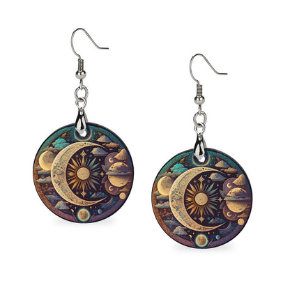 Wooden Celestial Earrings