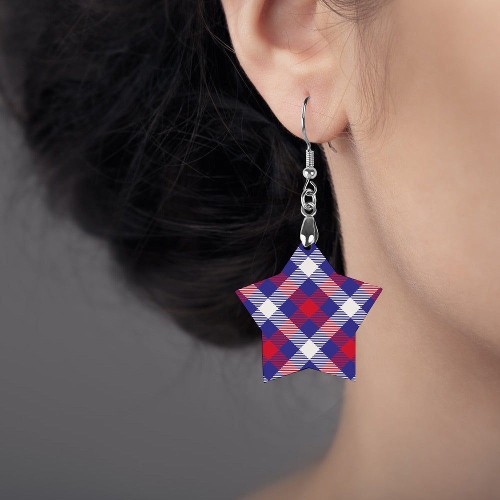 Wooden Plaid Earrings