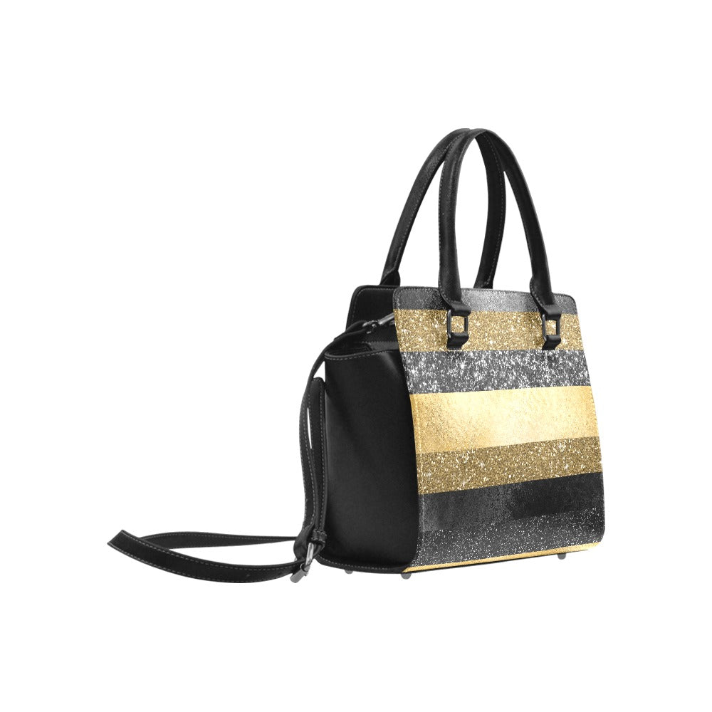 Glitter Stripes Classic Shoulder Handbag