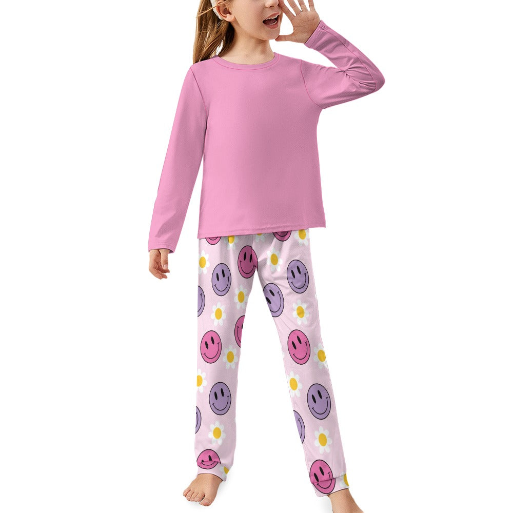 Pink Smileys Girl's Pajama Set