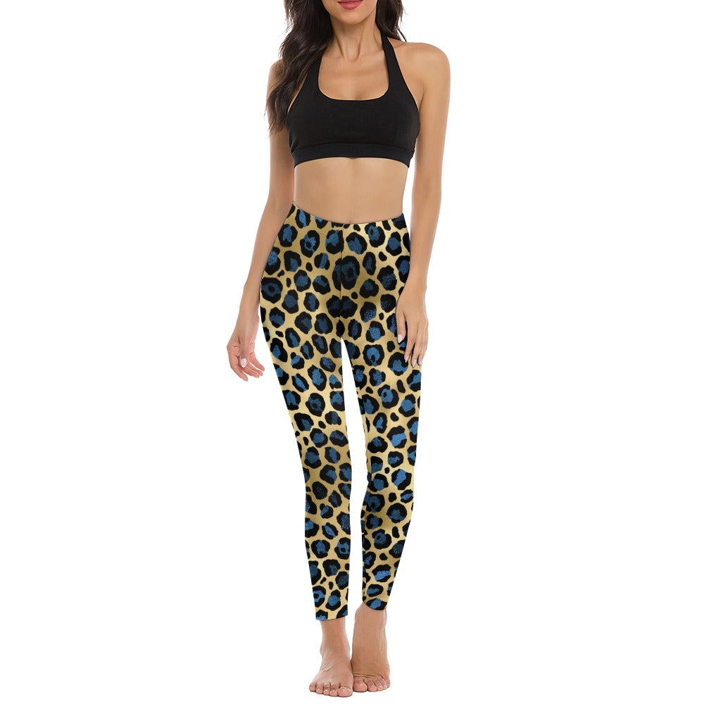 Blue Leopard Soft Ladies Tight Yoga Pants