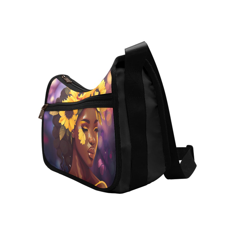 Floral African American Beauty Shoulder Bag