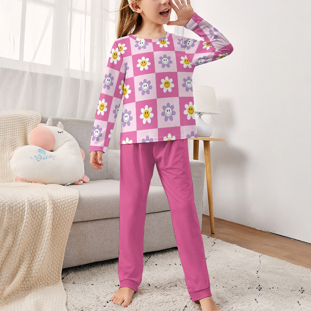 Deep Pink Floral Girl's Pajama Set