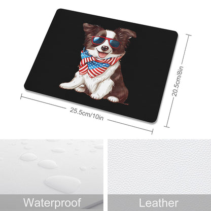 Patriotic Border Collie Leather Mouse Pad