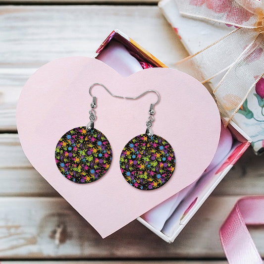 Wooden Paint Splotch Earrings