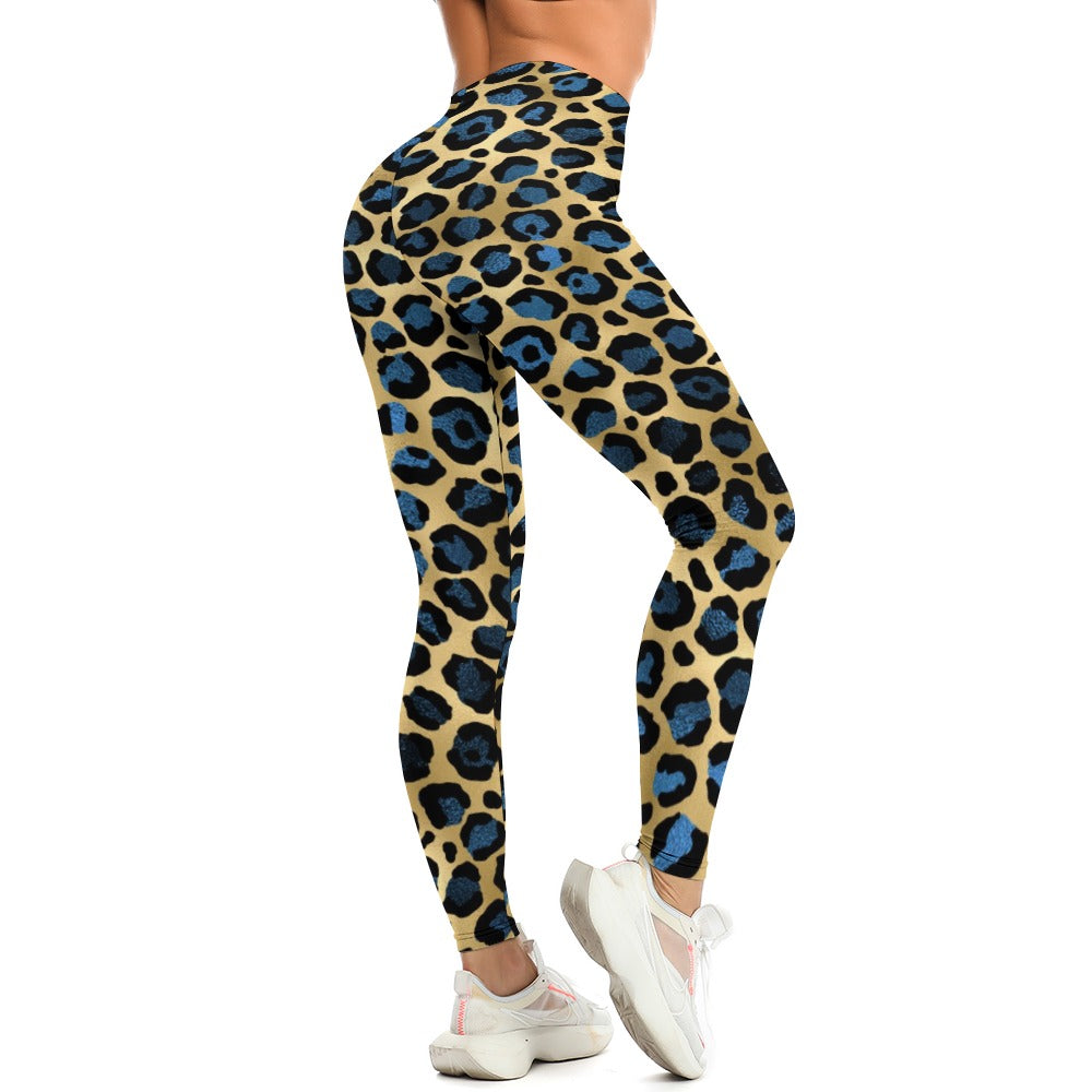 Blue Leopard Soft Ladies Tight Yoga Pants