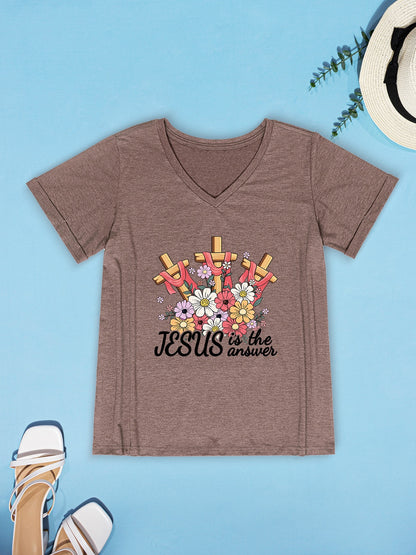 JESUS IS THE ANSWER V-Neck T-Shirt