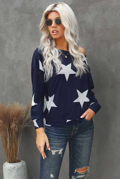 Star Print Long Sleeve Sweatshirt