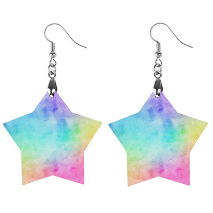 Wooden Tie Dye Earrings