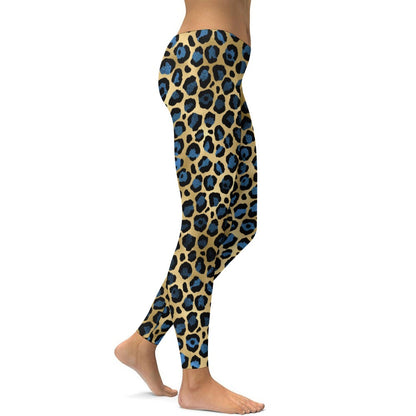 Blue Leopard Soft Ladies Tight Yoga Pants