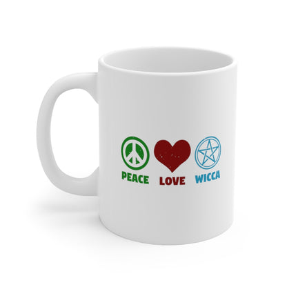 Peace Love Wicca Ceramic Mug 11oz