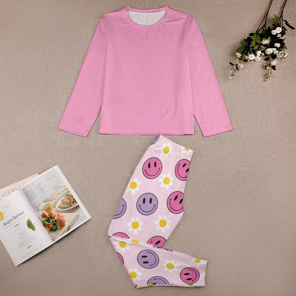 Pink Smileys Girl's Pajama Set