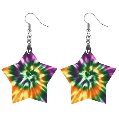 Wooden Tie Dye Swirl Earrings