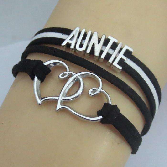 Black and White Auntie Hearts Multi-Layered Bracelet