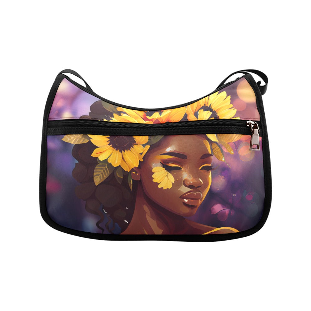 Floral African American Beauty Shoulder Bag