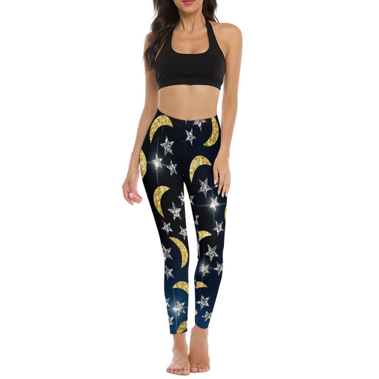 Moon and Stars Soft Ladies Tight Yoga Pants