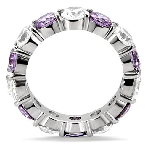 High Polished Stainless Steel Amethyst Ring
