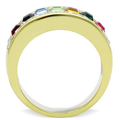 Gold Stainless Steel Crystal Ring