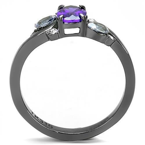 Light Black Stainless Steel Tanzanite Ring