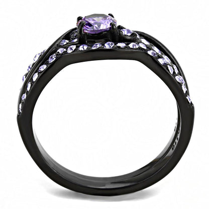 Black Stainless Steel Amethyst Ring