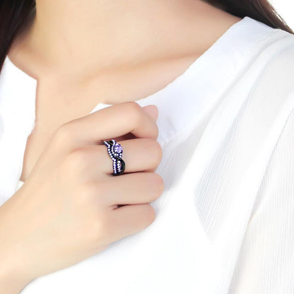 Black Stainless Steel Amethyst Ring